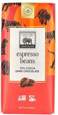 Thumbnail - Endangered Species Chocolate, Espressobohnen + dunkle Schokolade, 72% Kakao, 85 g (3 oz.)
