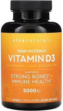 Thumbnail - Viva Naturals, Vitamin D3 with Organic Liquid Coconut Oil, hochwirksames Vitamin D3 mit flüssigem Bio-Kokosnussöl, 5.000...