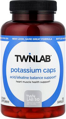 Twinlab, Potassium Caps, Kaliumkapseln, 180 Kapseln (99 mg pro Kapsel)