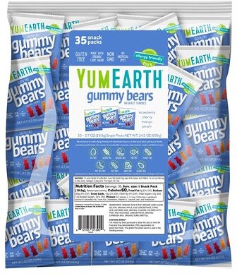 YumEarth, Gummibärchen, sortiert, 35 Snack-Packs, je 19,8 g (0,7 oz.)