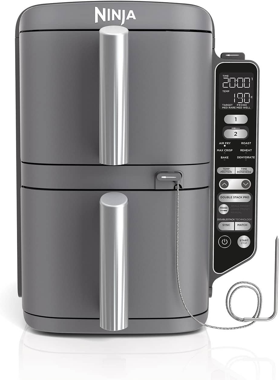 Ninja Double Stack XL 2-Ebenen Heißluftfritteuse 9 5 L mit Smart Cook System SL451EU