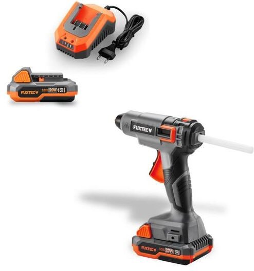 20V Akku HeißklebepistoleC FX-E1GG20-SET inkl. Akku und Ladegerät, Klebepistole für 11mm Klebesticks, automatische Absch...