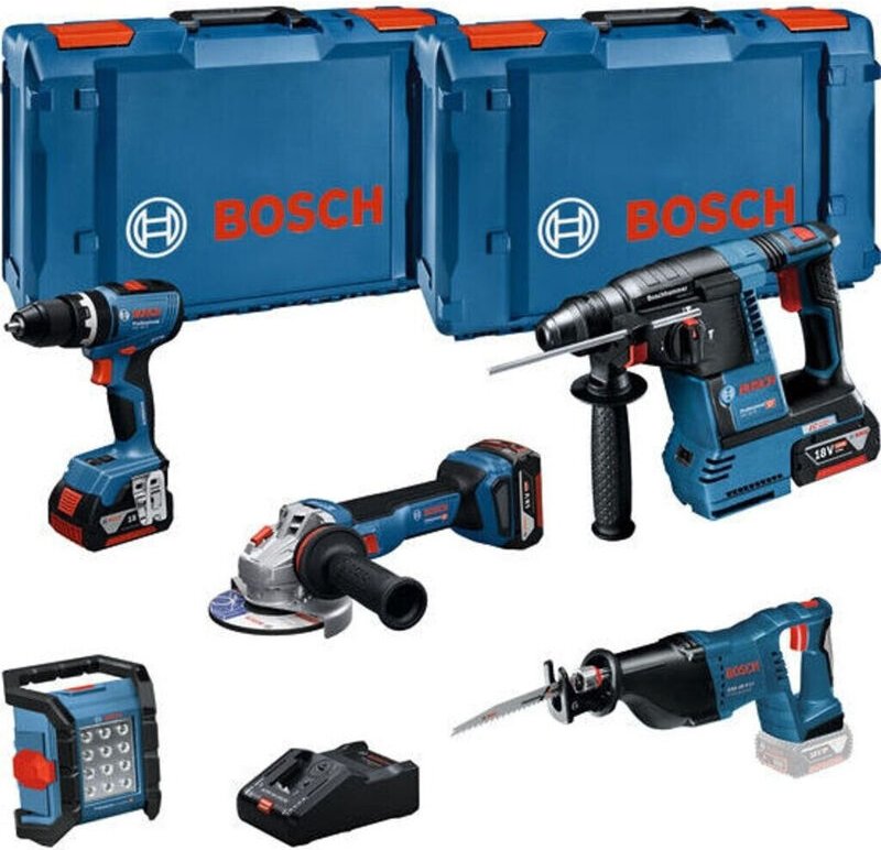 Bosch - Profi-Set GSB+GBH+GWS+GSA+GLI+3x5+GAL, 3x 5,0 Ah und Ladegerät in xl-boxx