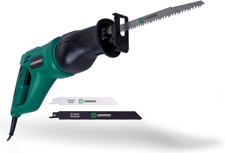 Säbelsäge - 900 w - Drehbarer Griff - Aufbewahrungstasche und 3 Sägeblätter für Holz und Metall