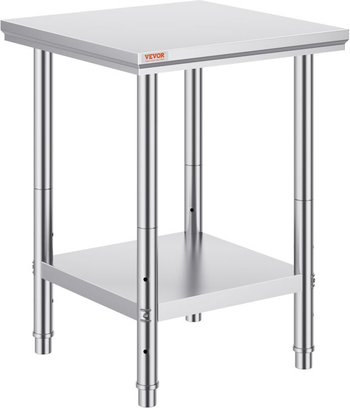 Edelstahl Arbeitstisch 60 cm x 60 cm Essenszubereitung für die Zubereitung von Mahlzeiten, Nähen, Waschen, Basteln, Gara...