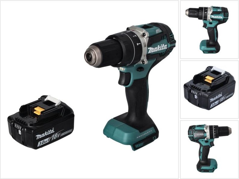 Makita DHP 484 F1 Akku Schlagbohrschrauber 18 V 54 Nm Brushless + 1x Akku 3,0 Ah - ohne Ladegerät