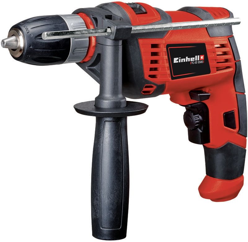 Einhell Schlagbohrmaschine TC-ID 550 E (550 W, Drehzahlregelelektronik, Drehzahlvorwahl, Rechts-/Linkslauf, Metall-Tiefe...