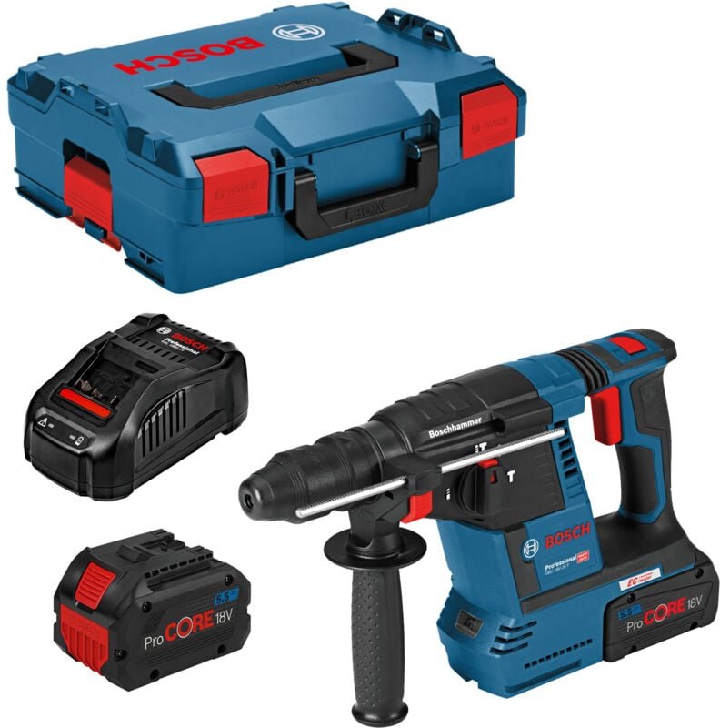 Bosch Akku-Bohrhammer gbh 18V-26 f mit 2x 5,5 Ah Akkus Procore + Lader in l-boxx