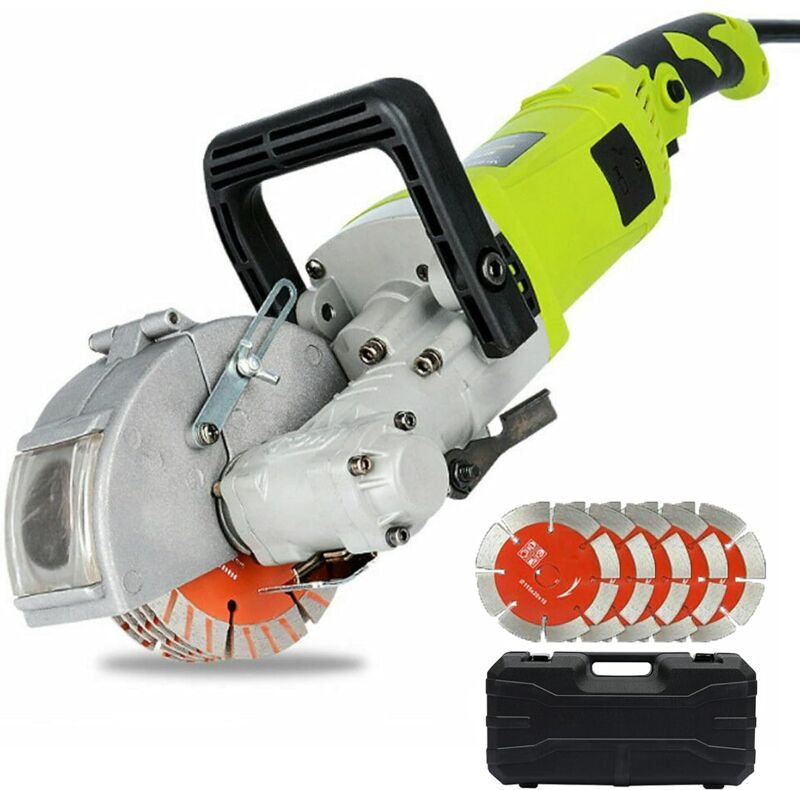 Mauernutfräse Schlitzfräse 4000W Wandfräse Mauerfräse mit 5x 125mm Trennscheiben 33mm Nuttiefe Nutbreite für Marmor Gran...