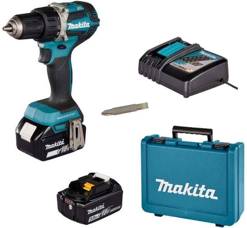 Akku-Bohrschrauber DDF484RTE, 18 v, 2x 5,0 Ah und Ladegerät im Transportkoffer - Makita