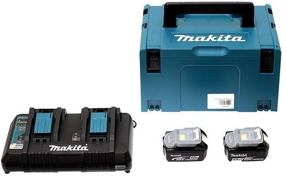 18V Li-Ion Energie-Paket (2x4,0 Ah) mit Doppel-Ladegerät in makpac Makita 197504-2