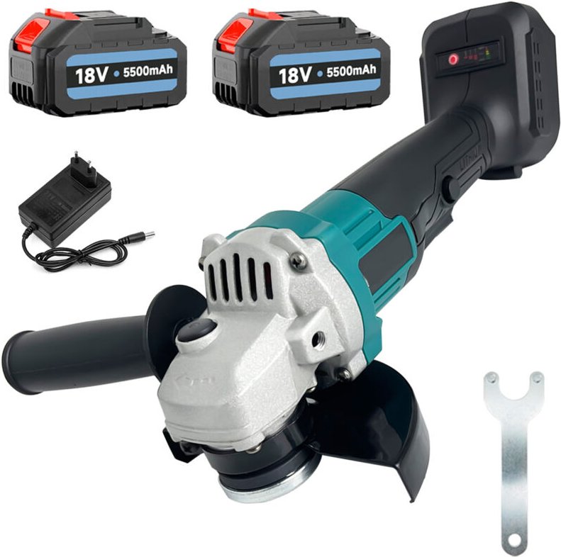 Schleifmaschine, Akku-Winkelschleifer, 18V 800W 125mm Winkelschleifer, Schleifwerkzeug mit Schiebegriff, ausgestattet mi...