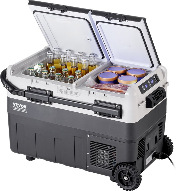 VEVOR Tragbarer Autokühlschrank, 12-Volt-Autokühlschrank, 40l / 42,3 qt tragbarer Zweizonen-Gefrierschrank, -20bis20°C e...