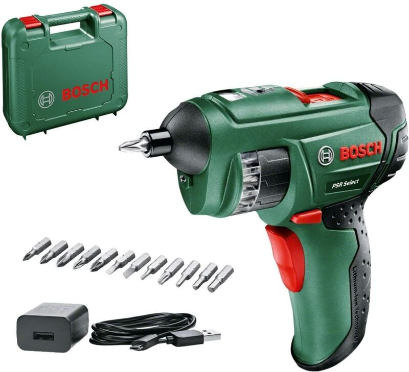 Bosch - Akkuschrauber psr Select (integrierter Akku, 3,6 Volt, 12tlg. Bit-Set)