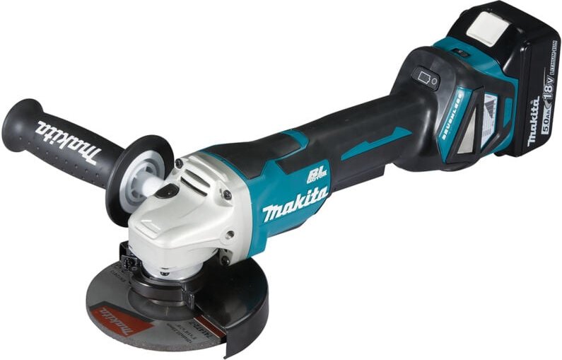 Thumbnail - Akku-Winkelschleifer DGA515RTJ, 18V mit Paddleschalter 2x 5,0 Ah + Ladegerät im makpac - Makita