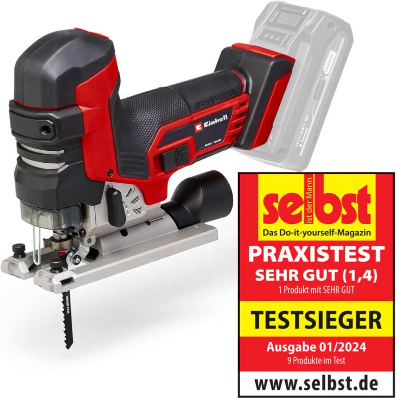 Einhell - Professional Akku-Stichsäge tp-jst 18/135 Li bl Power X-Change (18 v, 135 mm Schnitttiefe in Holz, 26 mm Hubhö...
