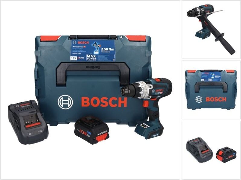 Bosch GSR 18V-150 C Professional Akku Bohrschrauber 18 V 150 Nm Biturbo Brushless + 1x ProCORE Akku 8,0 Ah + Ladegerät +...