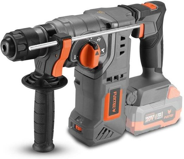 Fuxtec - 20V Akku Bohrhammer FX-E1RH20 – 950 U/min mit 2 Laufrichtungen – zusätzlicher Handgriff – einstellbare Bohreins...