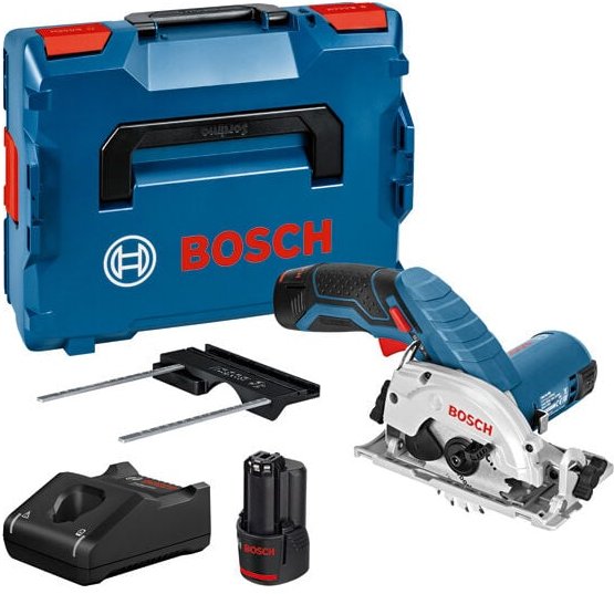 Bosch Akku-Kreissäge gks 12V-26, incl. 2x Akku gba 3 Ah, Schnellladegerät, Zubehör, l-boxx