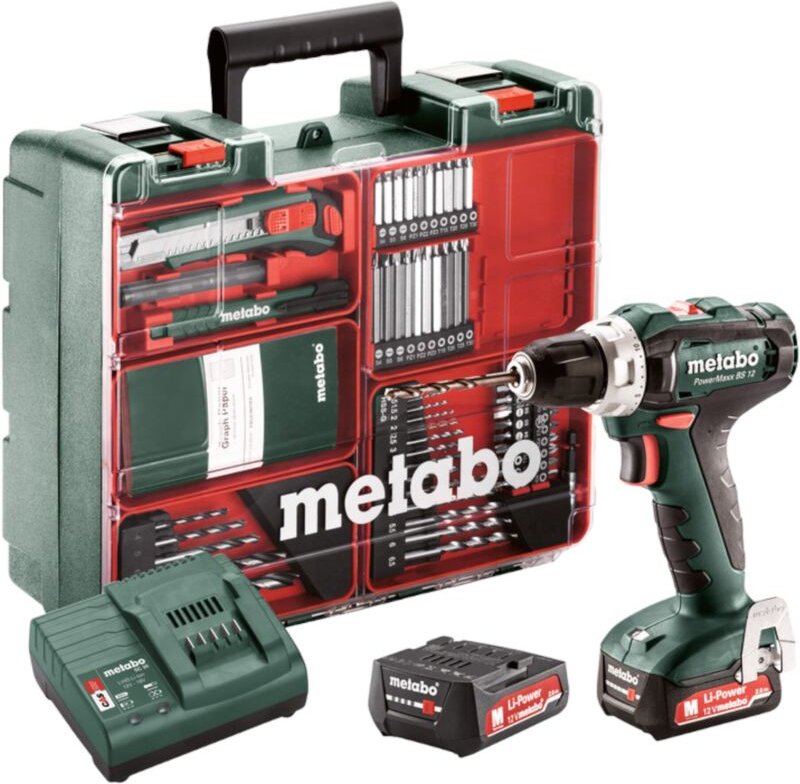 Metabo - Akku-Bohrschrauber PowerMaxx bs 12 Set - Mobile Werkstatt