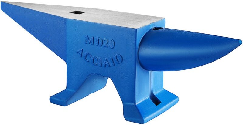 20 kg Stahlhornamboss, Schmiedeamboss mit rundem Horn und Hardy-Loch, 20 kg Metallarbeitsamboss, schwarz - Mophorn