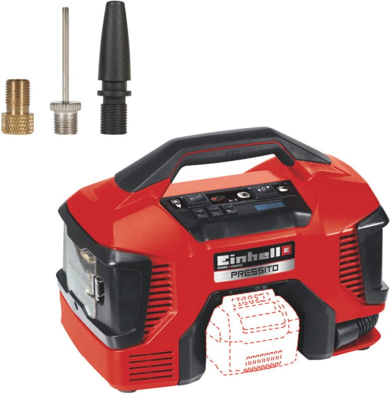 Einhell - Akku-Kompressor pressito Power X-Change (18 v, max. 11 bar, 31 cm Schlauchlänge, inkl. 3-tlg. Adapter-Set, ohn...