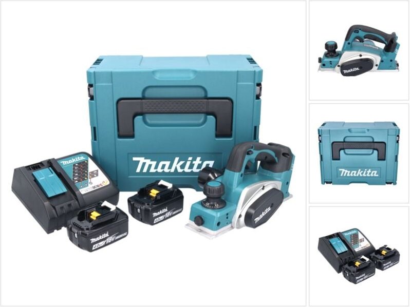 Dkp 180 rmj Akku Hobel 18 v 82 mm + 2x Akku 4,0 Ah + Ladegerät + Makpac - Makita