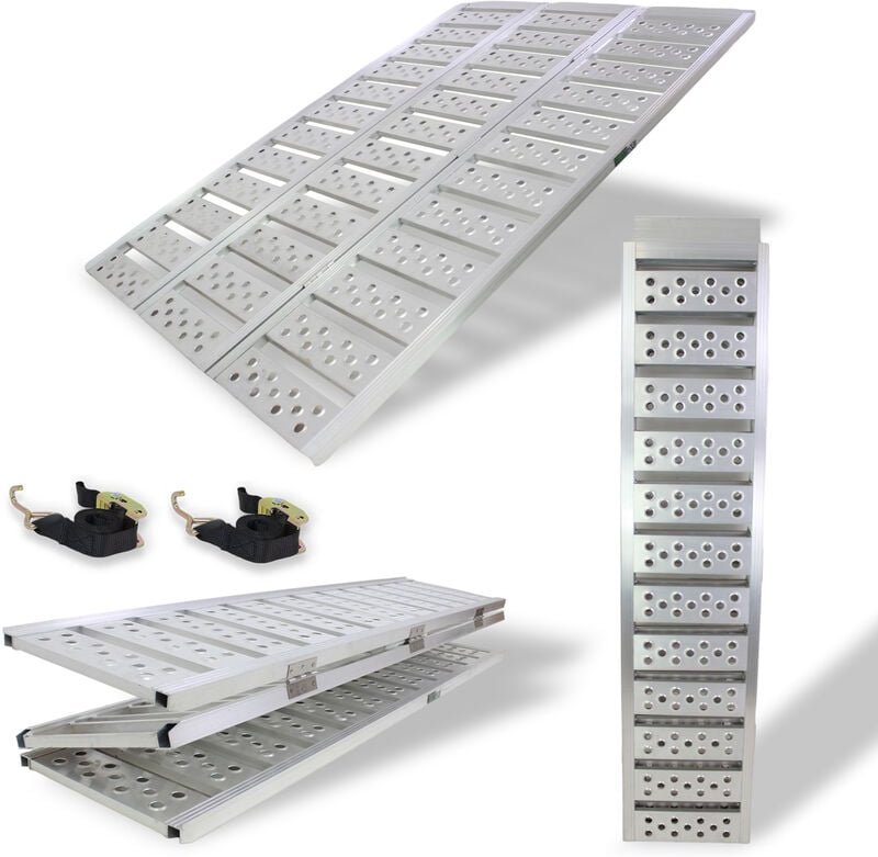 Baumarktplus - dreibreit by trutzholm 3-fach Auffahrrampe klappbar 175cm Tragkraft 1020kg Alu grau gelocht gerillt Verla...