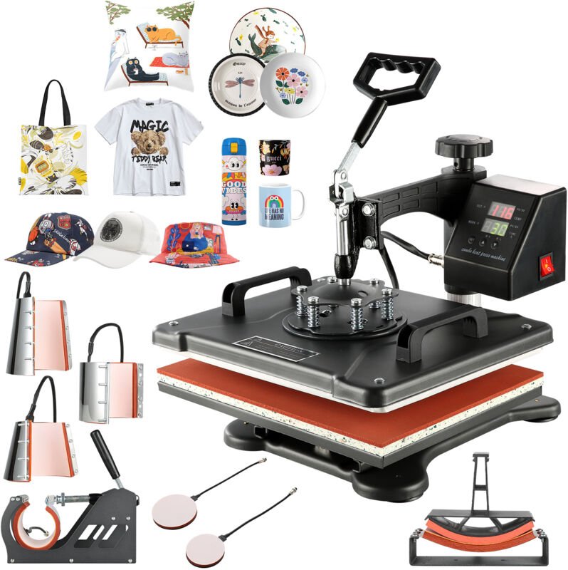 8-in-1-Hitzepresse, 38 x 30 cm große T-Shirt-Presse für Tassen-, Hut-, Platten- und Sublimationsdruck, multifunktional, ...