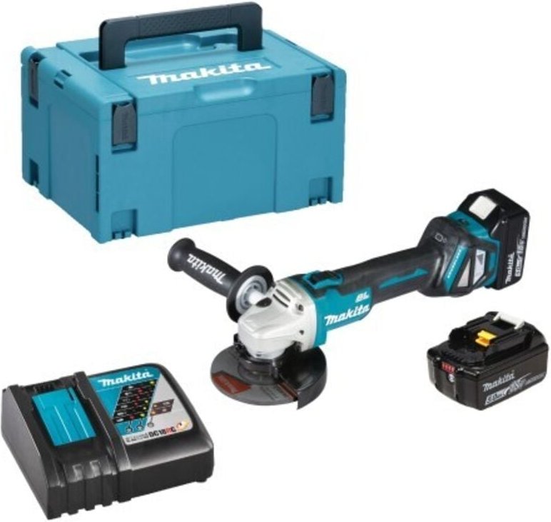 Akku-Winkelschleifer 18V DGA511RTJ 125mm mit 2x 5,0 Ah + Lader im makpac - Makita