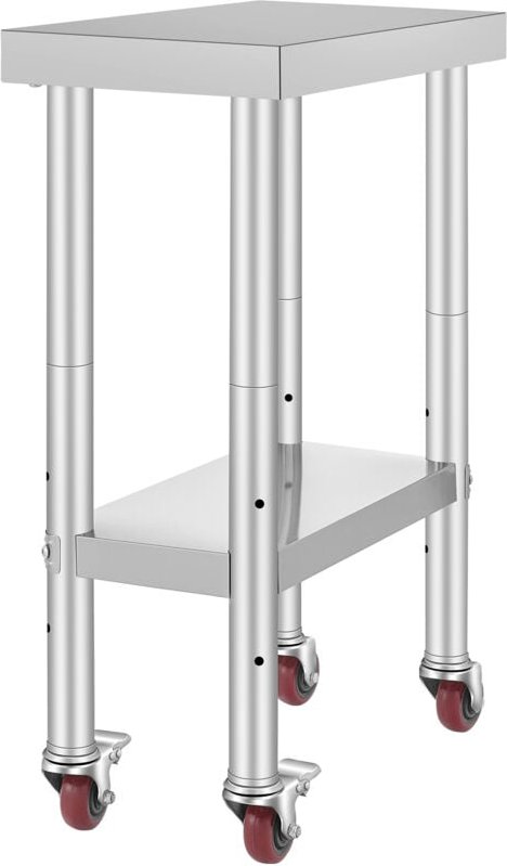 Arbeitstisch aus Edelstahl 12 x 24 x 34 Zoll 700 Pfund Tragkraft 4 Räder 3 einstellbare Höhenstufen Robuster Arbeitstisc...