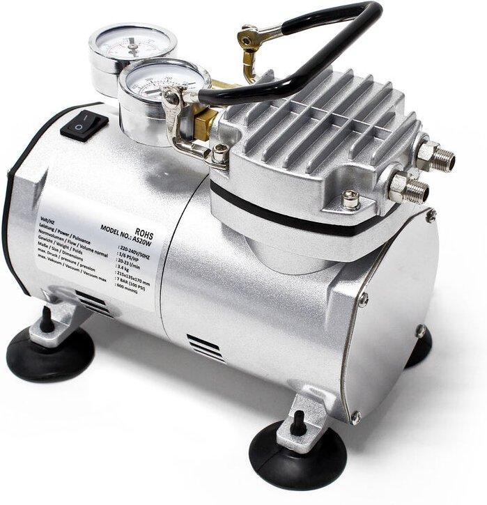 Wiltec - Airbrush Kompressor AS20W Vakuumpumpe Airbrushkompressor 4 bar Einzylinder