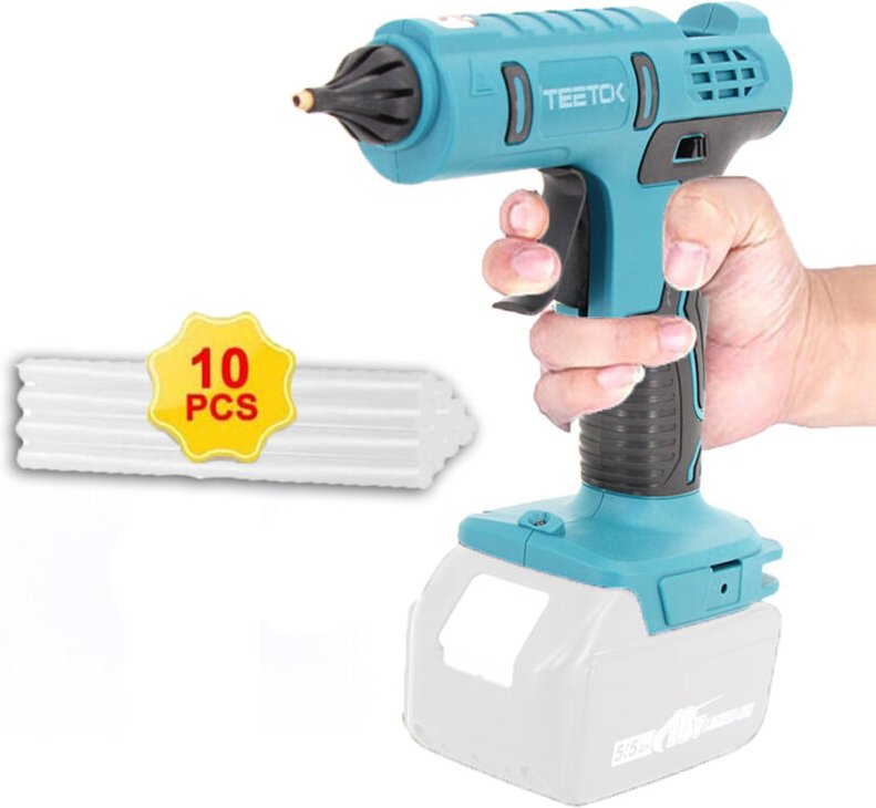 Teetok - Klebepistole, kabellose Klebepistole,18 v Lithium-Akku, tropffreie Heißklebepistole, mit 10 Stück 11 mm Klebest...