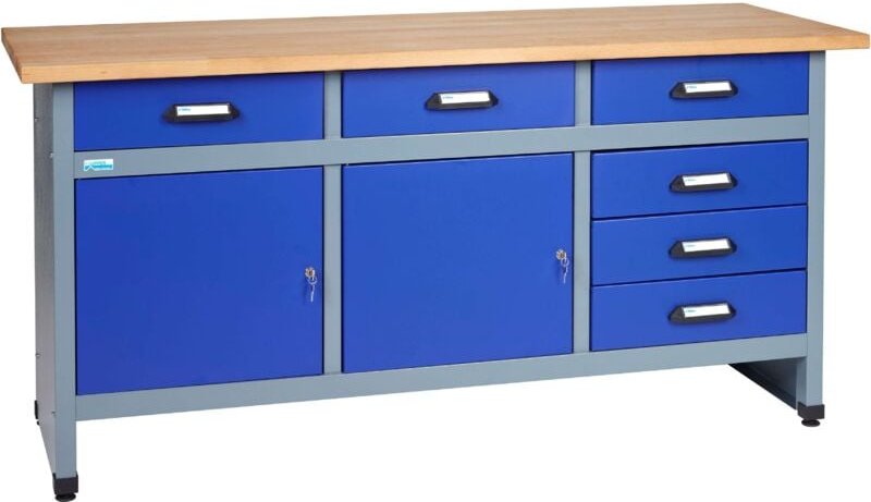 Kupper - Küpper Werkbank 12177, 170 cm breit, 2 Türen, 6 Schubladen, ultramarinblau