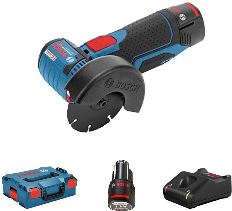 Bosch Akku-Winkelschleifer gws 12V-76 mit 2x 3,0Ah Akkus + Lader in l-boxx Gr. 1