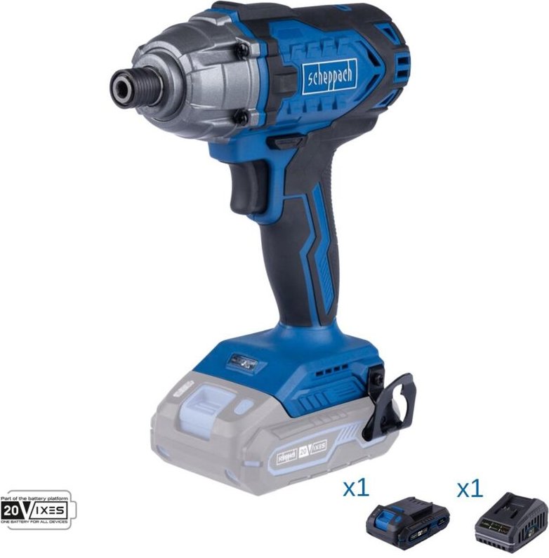 Schlagschrauber 20V Akku 2.0Ah und Ladegerat ixes Scheppach c-id180-x