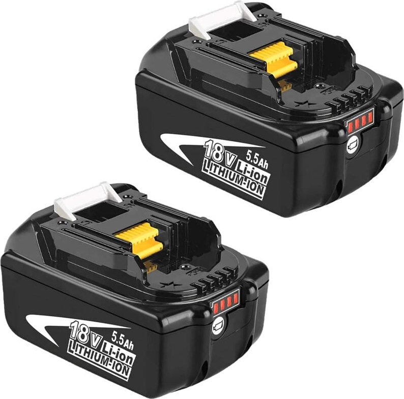Teetok - Batterien, 2x 5,5 Ah Kompatibel mit Makita-Akku BL1850 18V Li-Ion lxt Li-Ion Akku BL1850B BL1830 mit led
