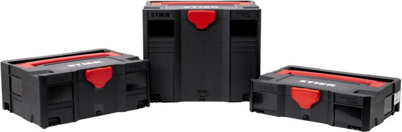 STIER Systainer-Set, 3-teilig, mit Systainer I, II & IV T-Loc, genormtes System, stapelbar, kombinierbar, Ersatzteile ve...