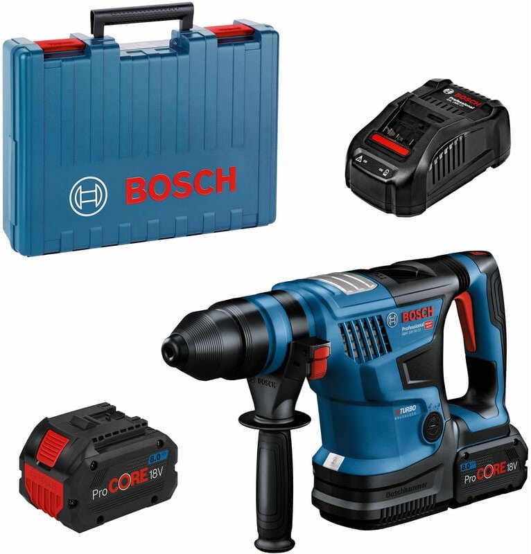 Bosch Akku-Bohrhammer biturbo gbh 18V-34 cf mit 2x 8,0 Ah ProCore Akkus + Lader