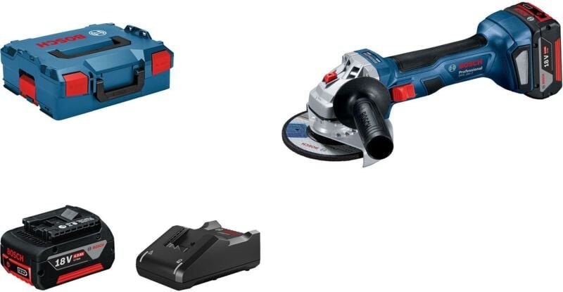 Bosch Akku-Winkelschleifer gws 18V-7 mit 2 x Akku gba 18V 4.0 Ah in l-boxx 136