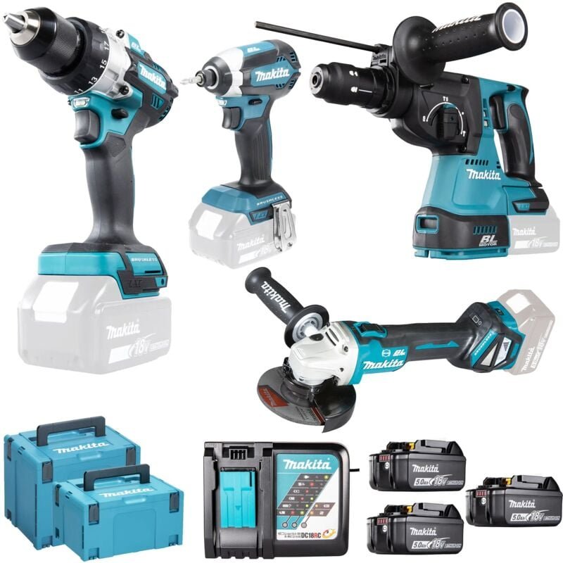 Makita - Elektrowerkzeug-Set DLX4158TJ 18 v 5 Ah