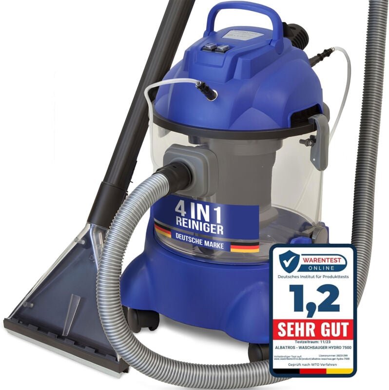 Waschsauger Polster + Teppich hydro 7500 - 4in1 Nass Trockensauger - 1200 Watt 20l Volumen 22 kPa Saugleistung - Polster...