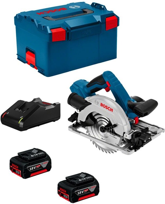 Bosch Akku-Kreissäge gks 18V-57 g mit 2x 4.0Ah Akkus, Lader gal 18V-40 in l-boxx