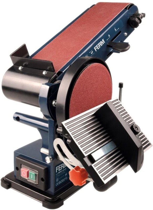 Bandschleifmaschine – 350W – 150mm - Einschl. 2 Schleifbänder (P80 & P120) und 2 Schleifscheiben (P80 & P120) - Ferm