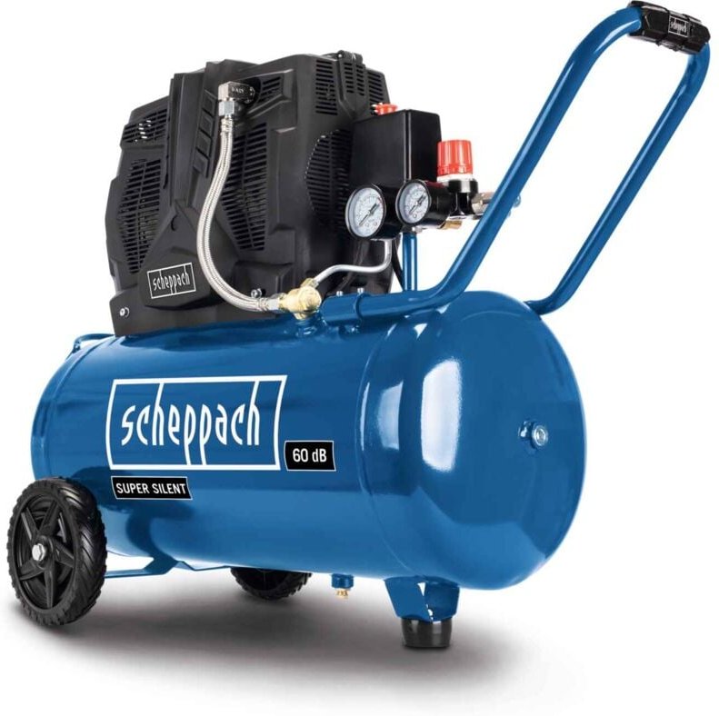 Scheppach - HC51Si Super Silent Doppelzylinder Kompressor 60 dB(A) leise 50L Kessel 8bar ölfrei und wartungsarm 300 l/mi...