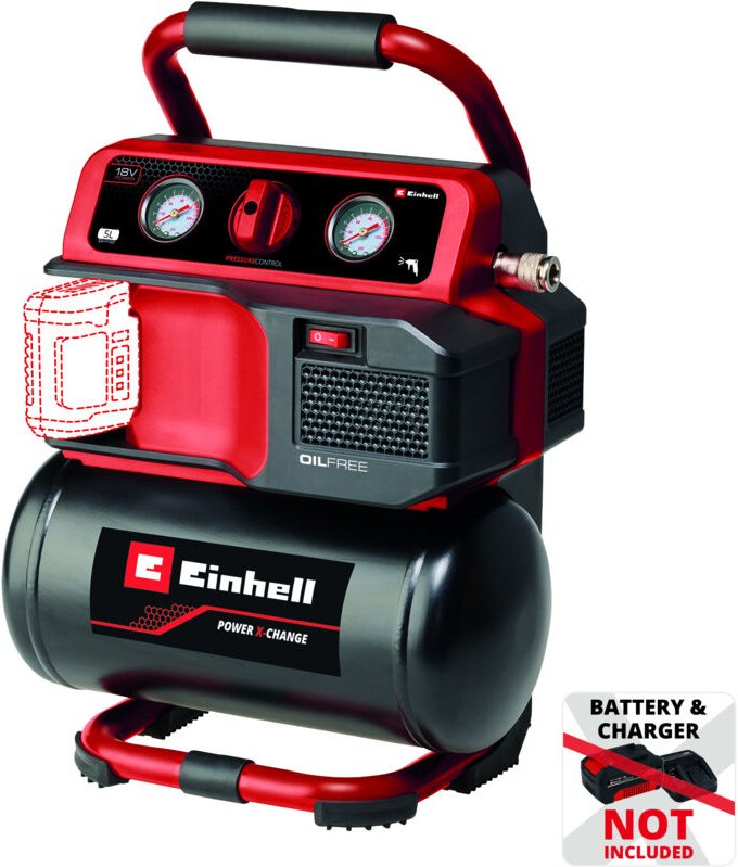 Einhell - Akku-Kompressor te-ac 18/75 Li OF-Solo Power X-Change (18 v, max. 8 bar, 5 l Tank, 75 l/min Ansaugleistung, 2 ...