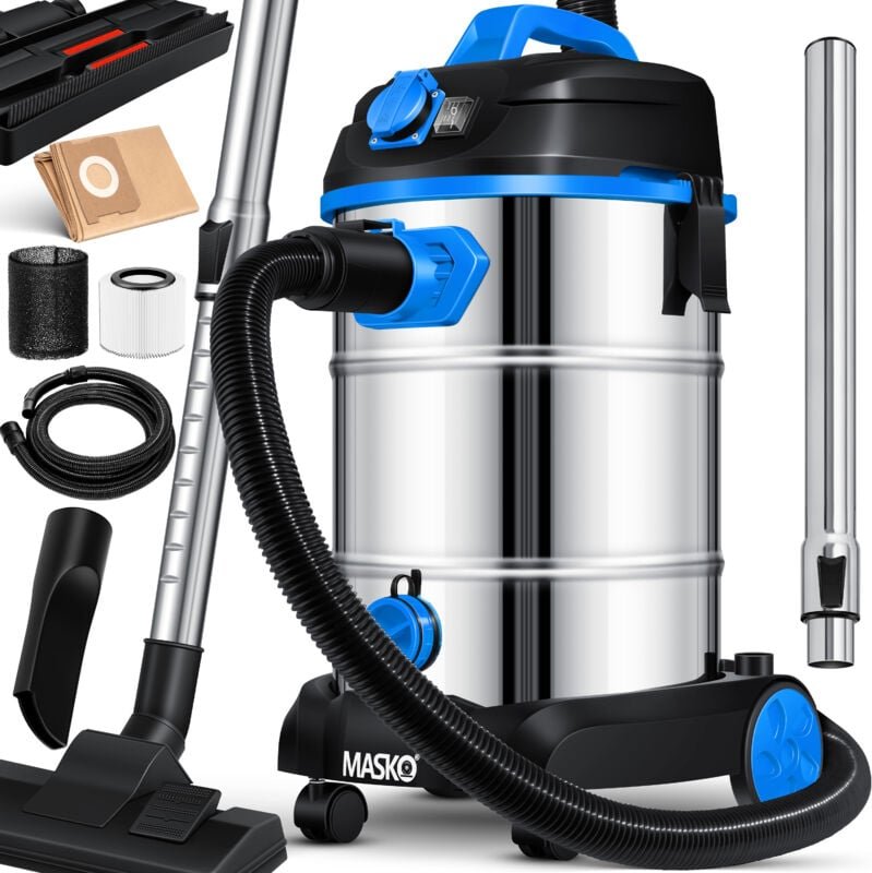 Thumbnail - Industriestaubsauger Staubsauger Nass Trocken Sauger Edelstahl max. 1800W Blau - Masko