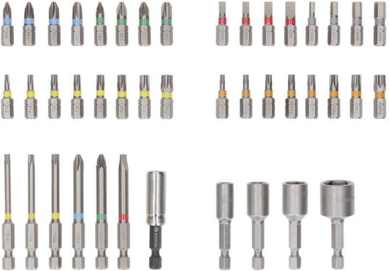 Bosch Schrauberbit-Set Extra Hard 43-teilig - Bit-Set mit Farbcodierung und robustem Koffer