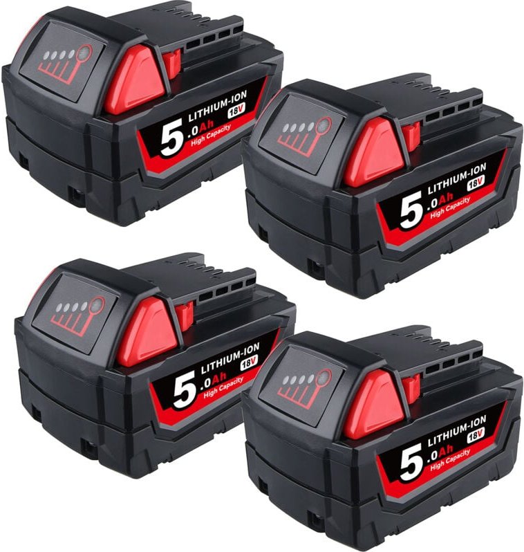 Pdstation - 4x Für Milwaukee M18 Akku M18B5 18V xc 5.0Ah Li-Ion 48-11-1860 48-11-1852 M18B 48-11-1840 48-11-1828 48-11-1...