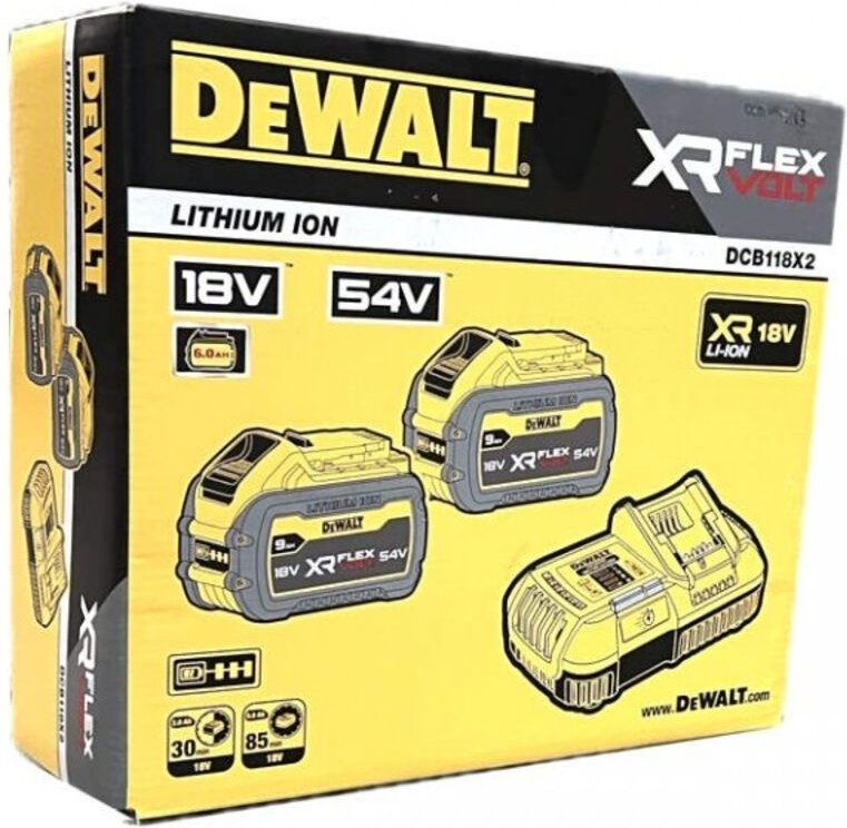 Dewalt - Akku Starterset DCB118X2 Flexvolt 2x Akku 9Ah 18/54 v mit Ladegerät